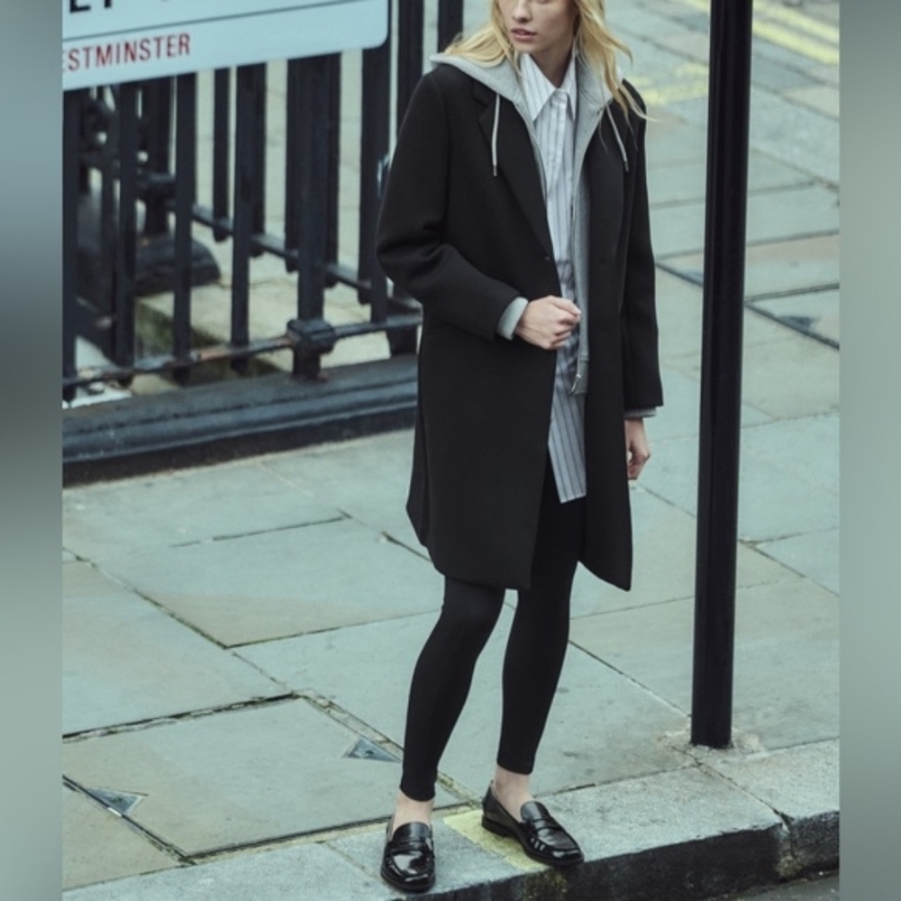 NWT Zara Coat With Removable Hoodie